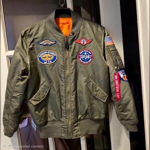 Vintage Youth Alpha Industries Top Gun Flight Jacket SizeMedium 10/12 Sage Green
